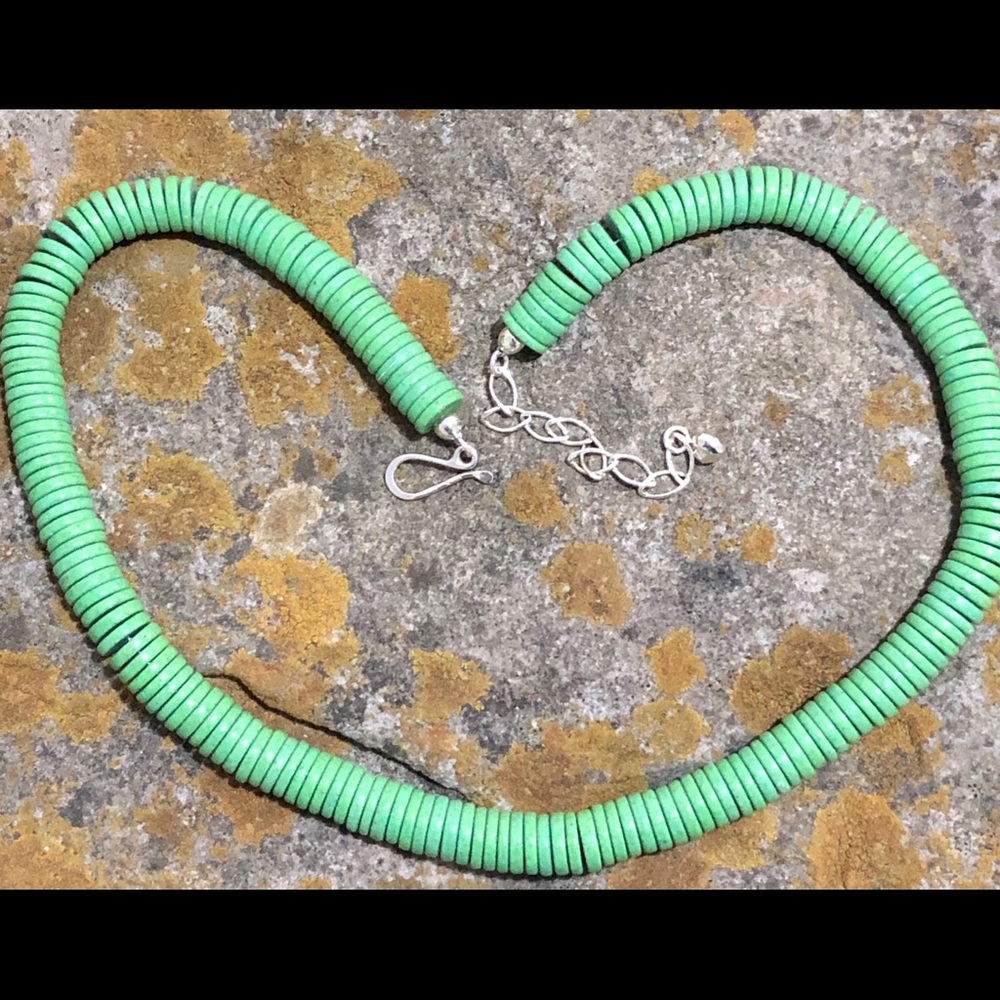 Jay King Gaspeite Sterling Disc Stone Necklace